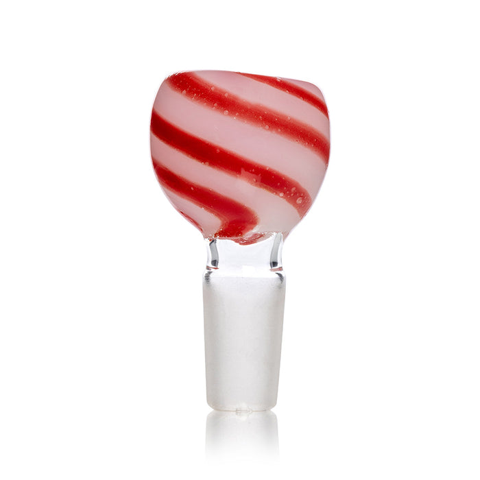 Candy Cane Glass Flower Bowl | 14mm Male Joint