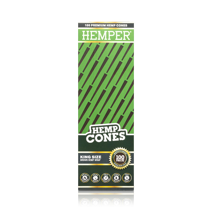 Hemper King Size Brown Hemp Wrap Cones - Mini Tower (100 Count)
