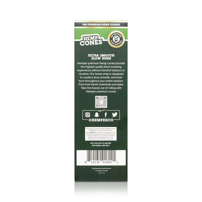 Hemper King Size Brown Hemp Wrap Cones - Mini Tower (100 Count)