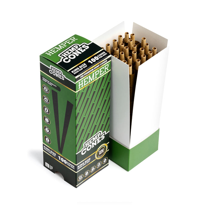 Hemper King Size Brown Hemp Wrap Cones - Mini Tower (100 Count)