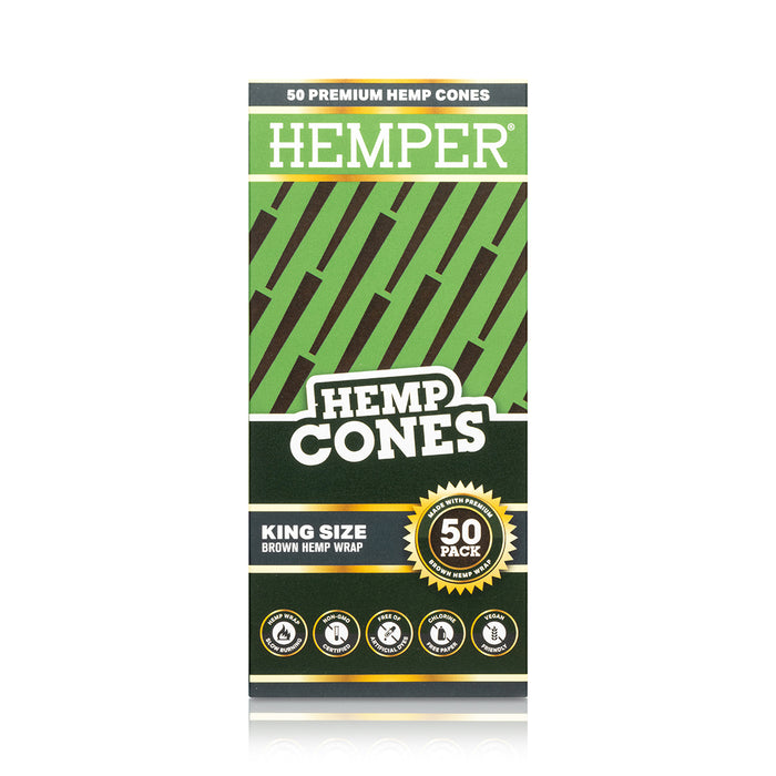 Hemper King Size Brown Hemp Wrap Cones - Mini Tower (50 Count)