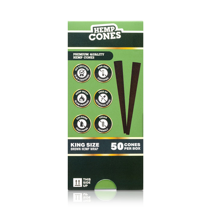 Hemper King Size Brown Hemp Wrap Cones - Mini Tower (50 Count)