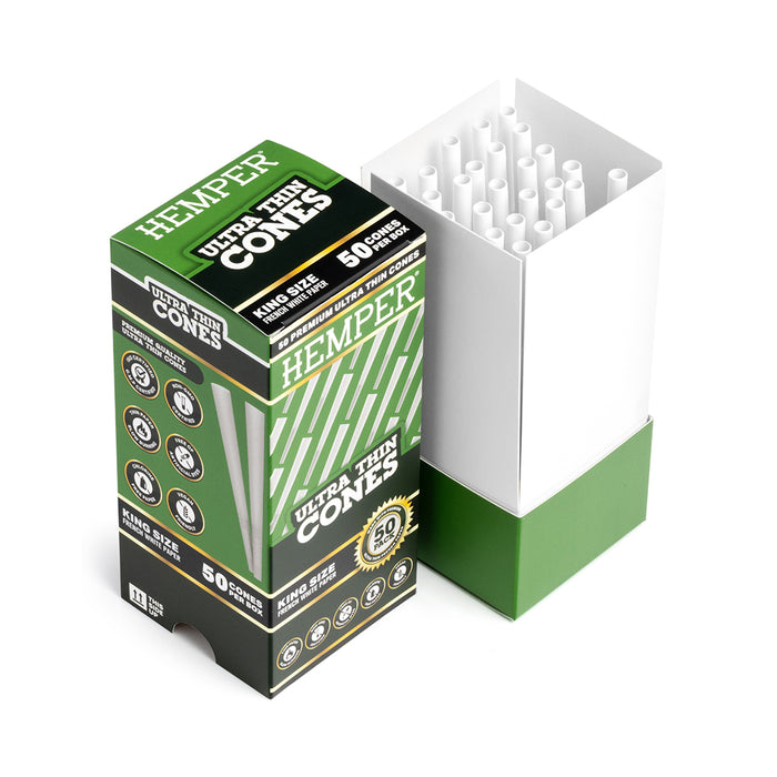 Hemper King Size French White Cones - Mini Tower (50 Count)