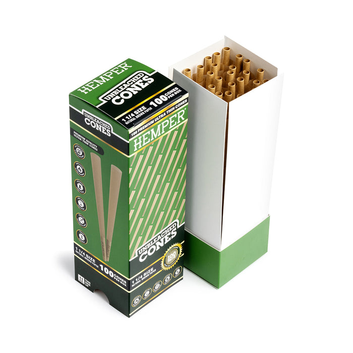 Hemper 1 1/4" Natural Brown Cones - Mini Tower (100 Count)