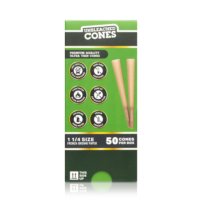 Hemper 1 1/4" Natural Brown Cones - Mini Tower (50 Count)