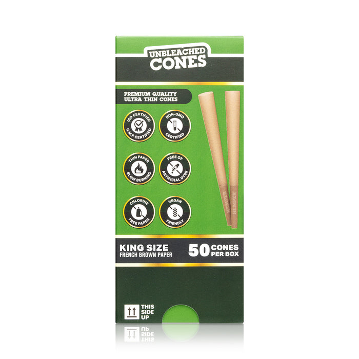 Hemper King Size Natural Brown Cones - Mini Tower (50 Count)