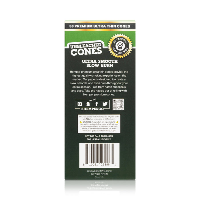 Hemper King Size Natural Brown Cones - Mini Tower (50 Count)