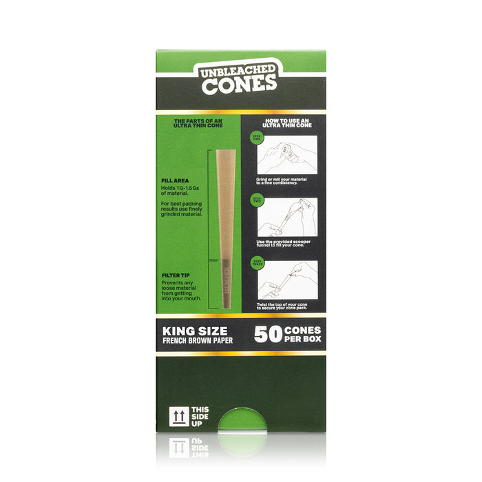 Hemper King Size Natural Brown Cones - Mini Tower (50 Count)