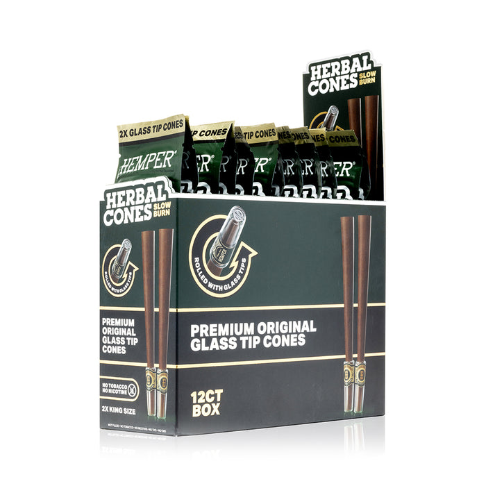 HEMPER Glass-Tipped Herbal Cones - Natural - Display
