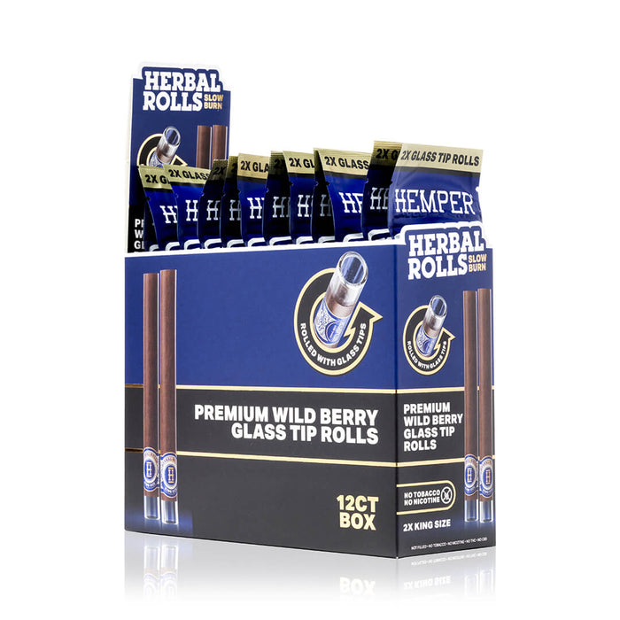 HEMPER Glass-Tipped Herbal Rolls - Wild Berry - Display