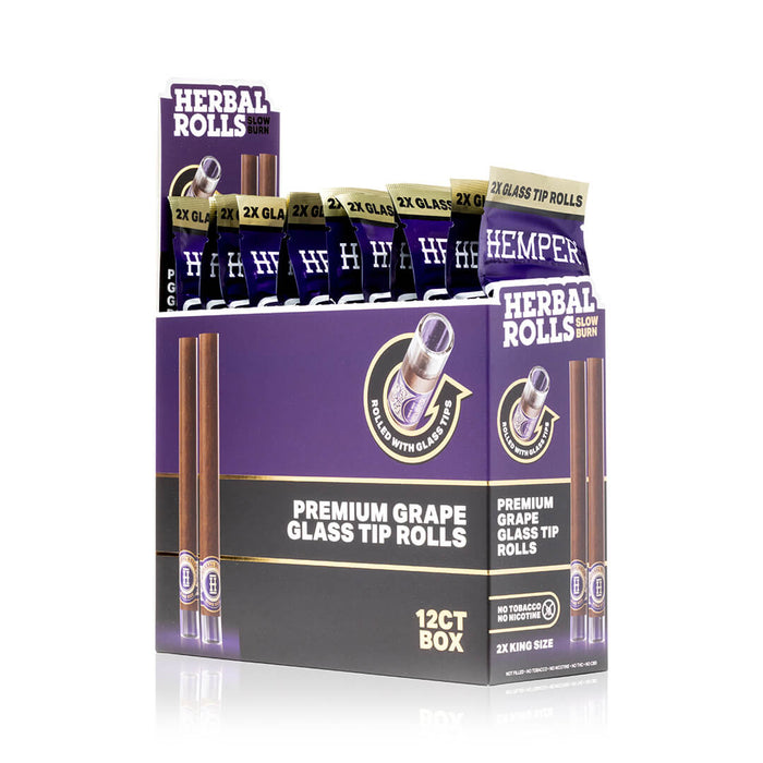 HEMPER Glass-Tipped Herbal Rolls - Grape - Display