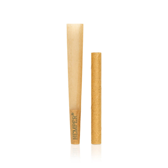 Display - Hemper Ultra Thin Cones & Ez Filler  - Natural Brown Mini Size 10 Pack