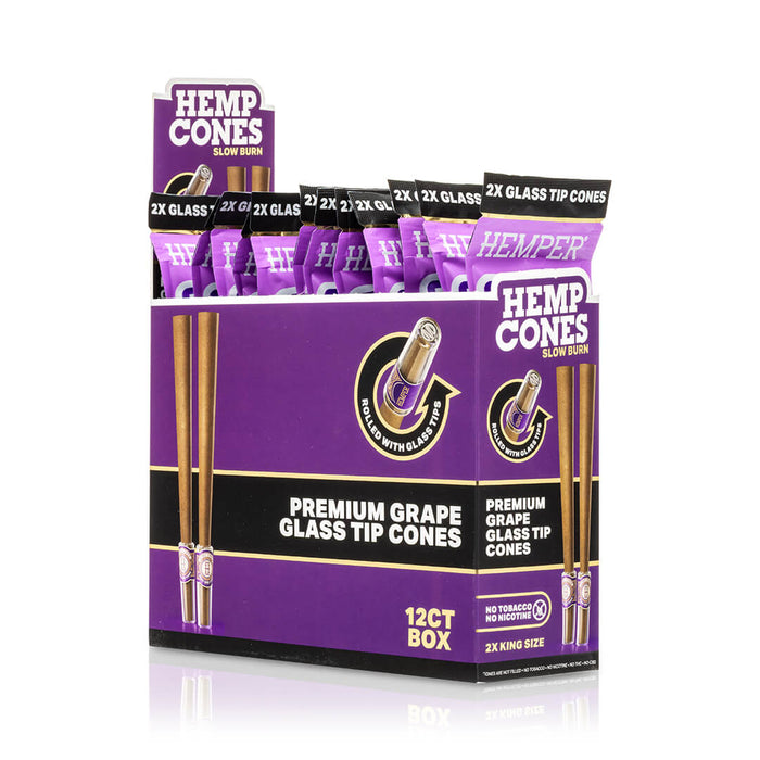 Pre-Rolled King Size Glass Tipped Hemp Cones