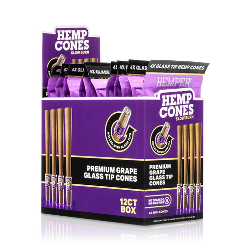 Pre-Rolled Mini Size Glass Tipped Hemp Cones