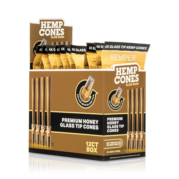 Pre-Rolled Mini Size Glass Tipped Hemp Cones