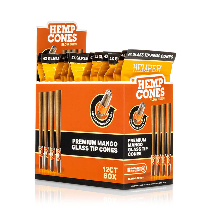 Pre-Rolled Mini Size Glass Tipped Hemp Cones