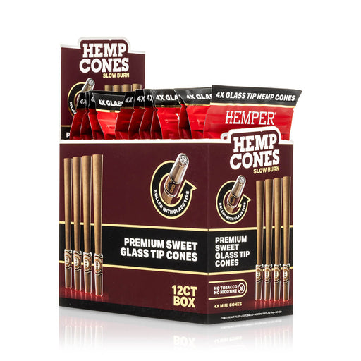 Pre-Rolled Mini Size Glass Tipped Hemp Cones