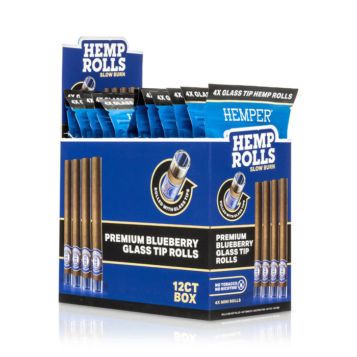 Pre-Rolled Mini Size Glass Tipped Hemp Rolls | 4pk Display