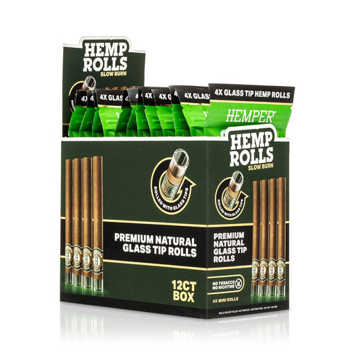 Pre-Rolled Mini Size Glass Tipped Hemp Rolls | 4pk Display