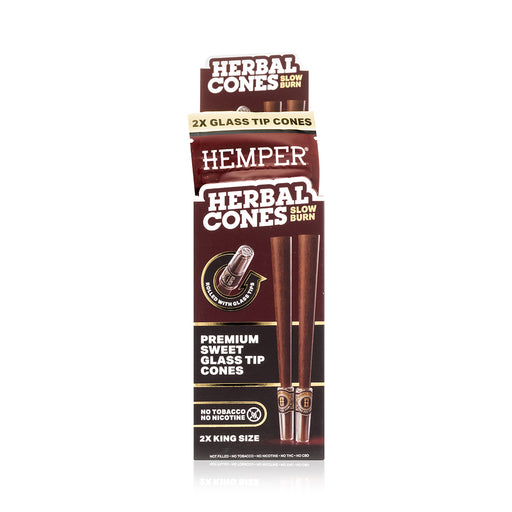 Display - Hemper 2pk King Size Cones With Glass Tips - Tea Leaf - Sweet