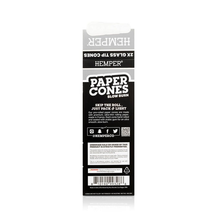 Hemper - King Size Glass Tipped Paper Cones - Display Box