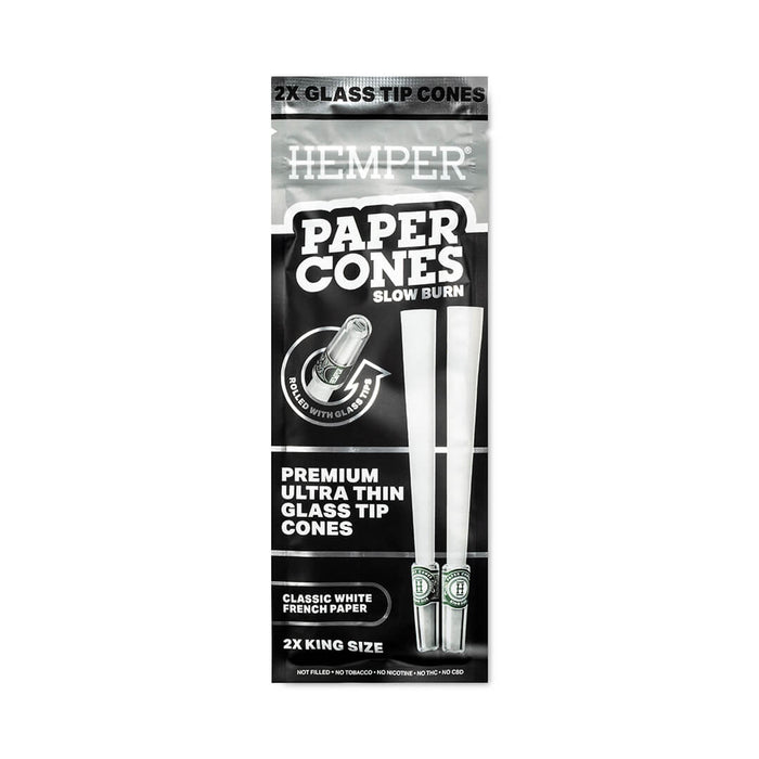 Hemper - King Size Glass Tipped Paper Cones - Display Box