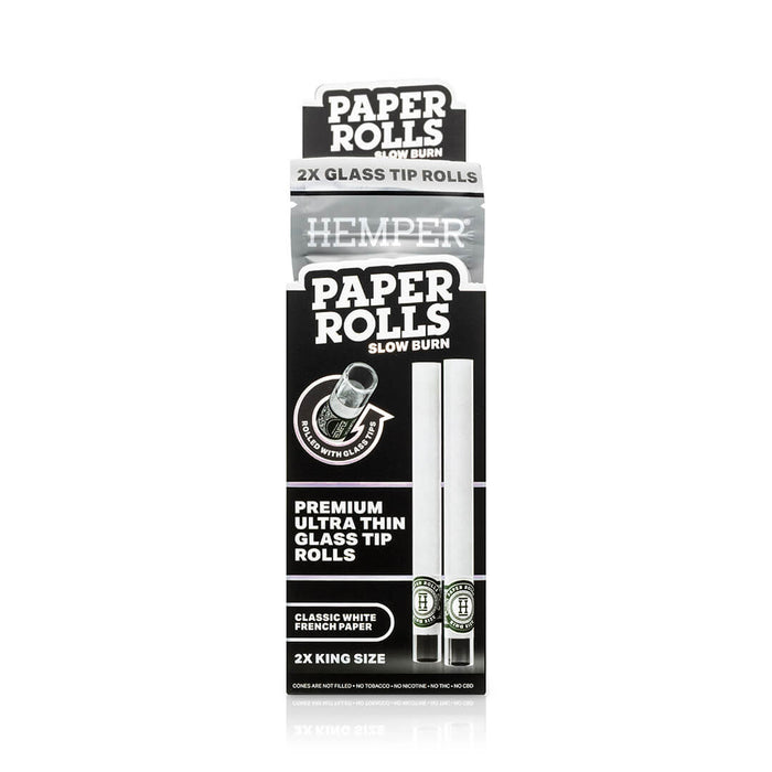 Hemper - King Size Glass Tipped Paper Rolls - Display Box