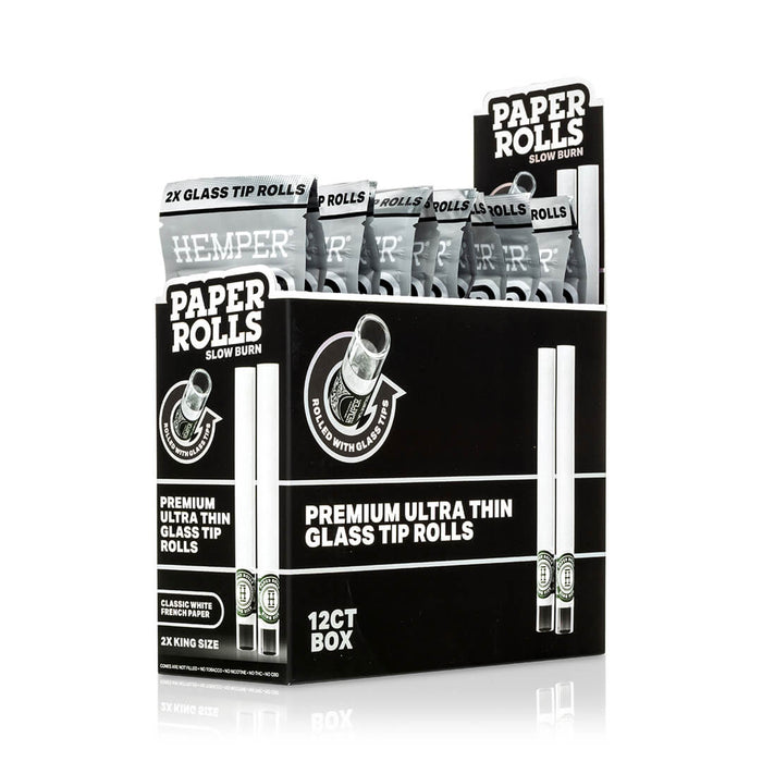 Hemper - King Size Glass Tipped Paper Rolls - Display Box