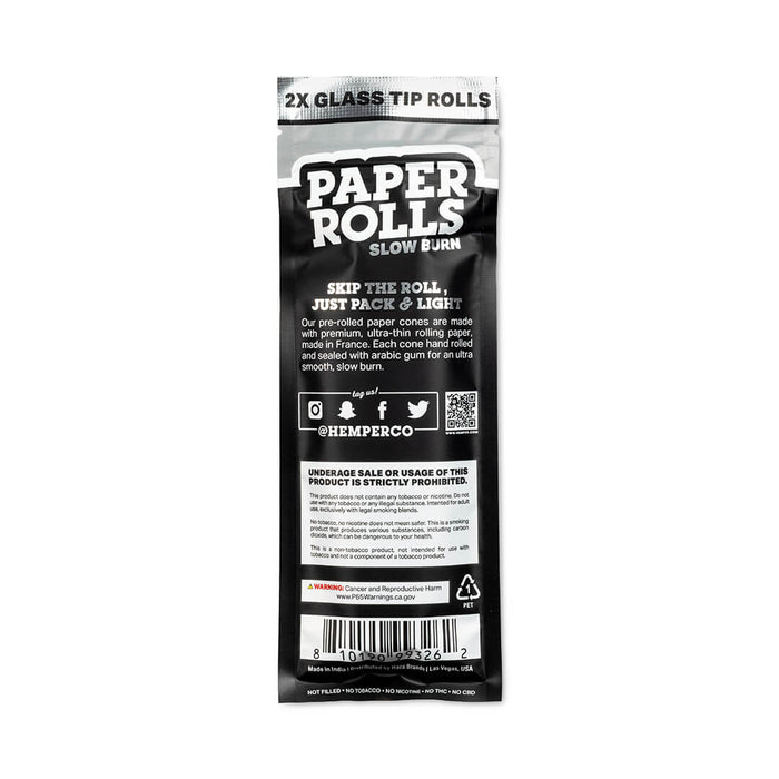 Hemper - King Size Glass Tipped Paper Rolls - Display Box