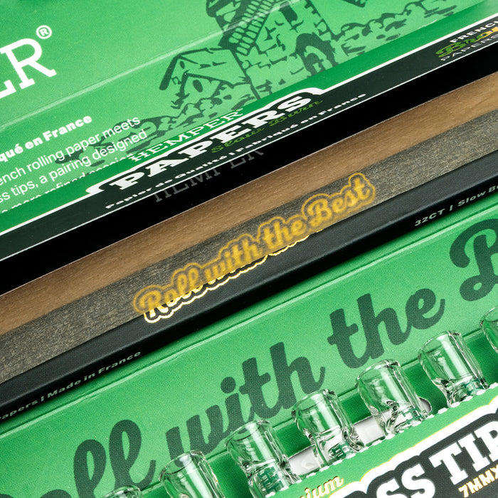 HEMPER PAPERS & GLASS TIPS COMBO PACK - KING SLIM - FRENCH BROWN - 7MM_004_ONWHITE_1080x1080