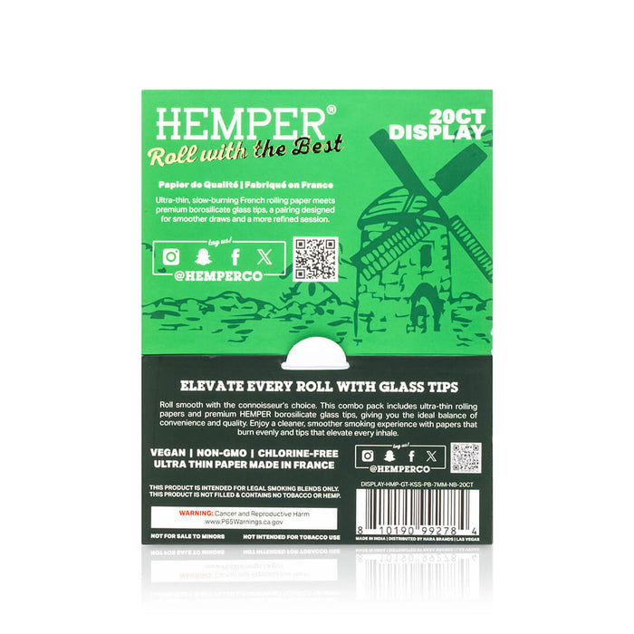 HEMPER PAPERS & GLASS TIPS COMBO PACK DISPLAY - KING SLIM - FRENCH BROWN - 7MM_003_ONWHITE_1080x1080