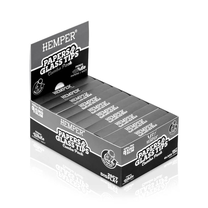 HEMPER Paper Booklet + Glass Tips - Classic White 7mm