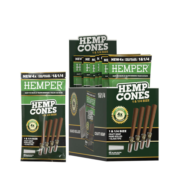 [Preorder] Hemper 1 1/4 4pk Hemp Cones With Glass Tips