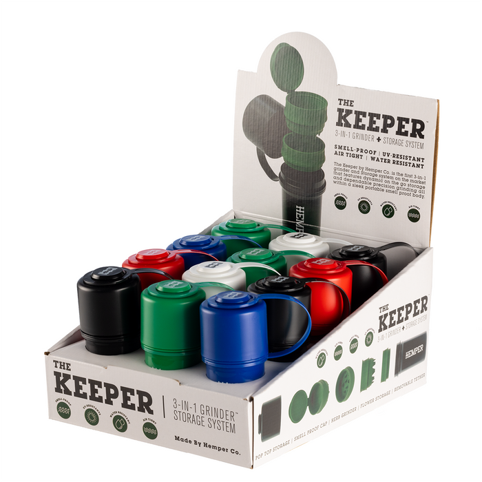 Hemper - The Keeper 3-in-1 Grinder + Storage Container Standard Color Display - 12 Count