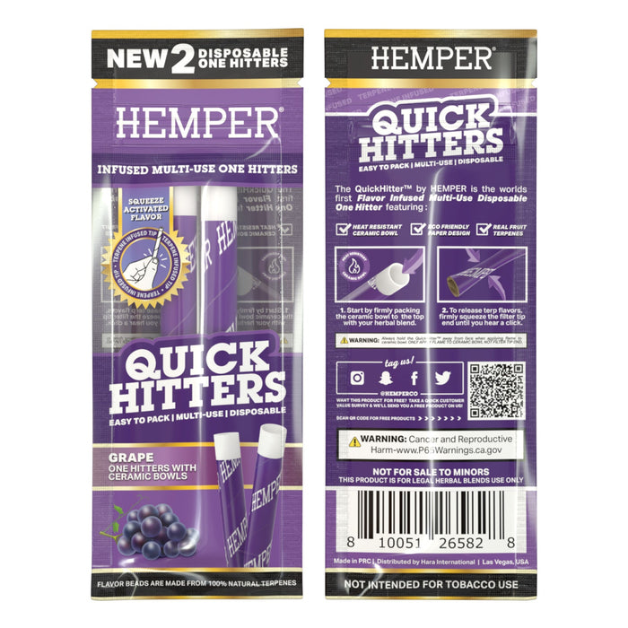 HEMPER - Grape Quick Hitter - Multi-Use Disposable One Hitter