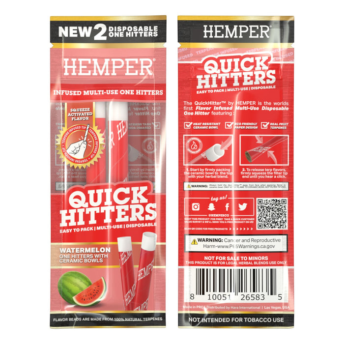 HEMPER - Watermelon Quick Hitter - Multi-Use Disposable One Hitter